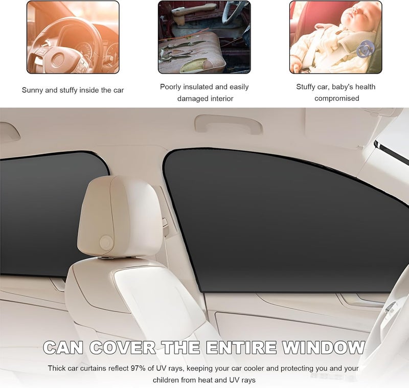 NYTKL 4PCS Car Window Shades, Magnetic Front Window Double Layer Curtain for Privacy & UV Protection, Automotive Light Blocking Sunshades (Titanium Silver, Front+Rear) - Image 4